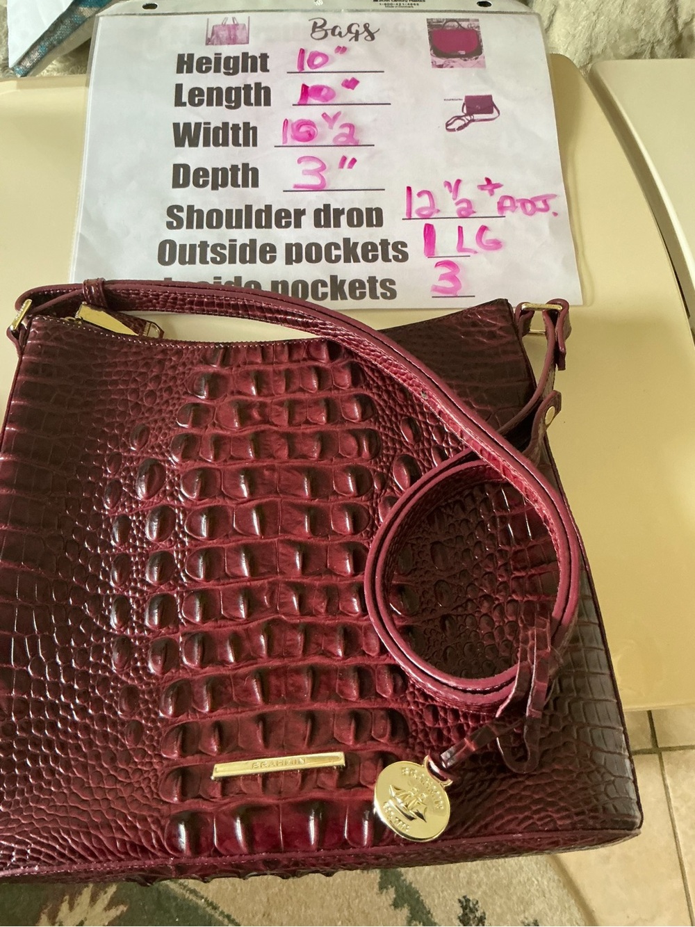 Brahmin Katie Melbourne Burgundy/Wine shade Shoulder Bag